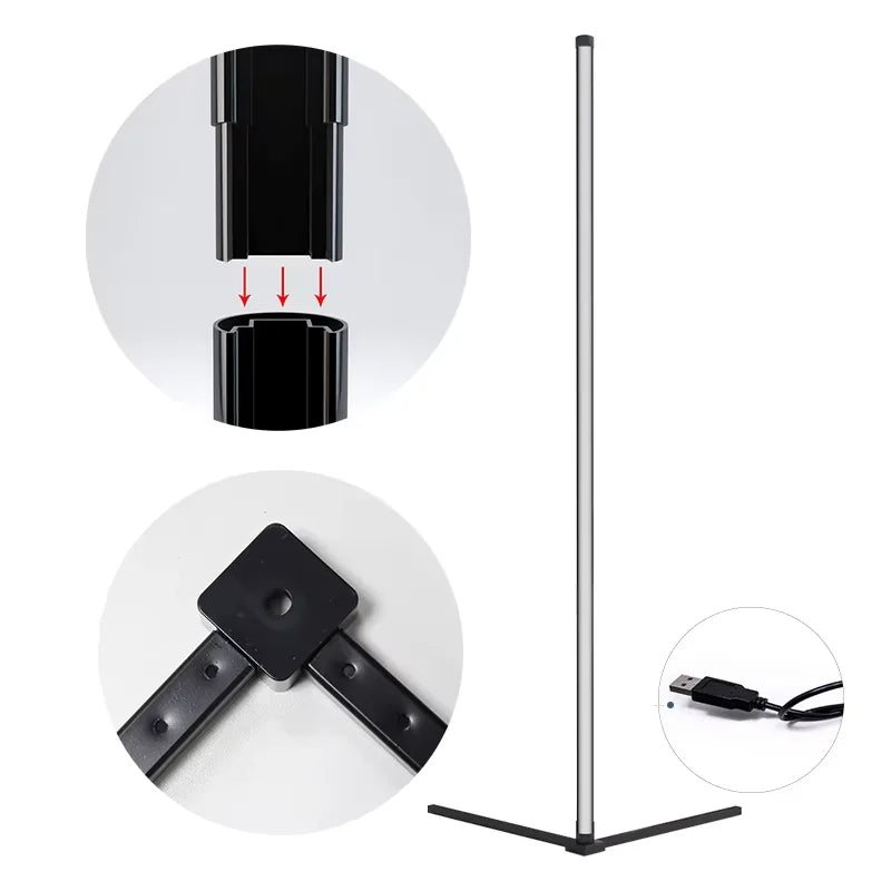 Modern Indoor Home Decor LED RGB Smart Corner Floor Lamps IP65 Rating Indoor Lighting Decorative Lighting with Stand-1